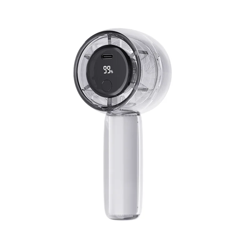 Ventilador Portátil MDUG transparente com visor digital led, bateria de 1800mah e luzes coloridas