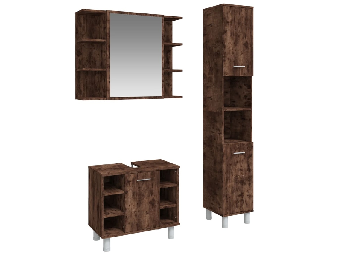 Bathroom Cabinet Set, Bathroom Cabinet Sets Vidaxl Marrom Madeira Processada (n/a)