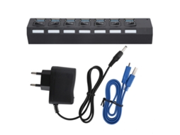 Concentrador Usb 3.0 7 Portas Splitter com Interruptores Independentes e Adaptador de Energia | S/MARCA