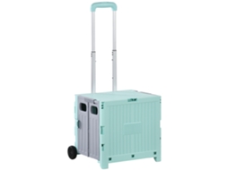 Carrinho de Supermercado com 2 Rodas,cabo Ajustável,capacidade 32l,41,5x32,5x85cm,verde BTFORUS