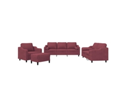 Conjunto de 4 Sofás com Almofadas em Tecido Vermelho Tinto MAISON EXCLUSIVE