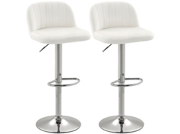 Conjunto De 2 Bancos De Bar Com Altura Ajustável Assento Giratório E Apoio Para Os Pés 43x45x81-101 Cm Creme