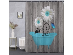 2026-set De Cortina De Ducha Linjou, Estilo Campestre Americano, Floral Cinza, 180x180, Impermeável, Lavável A Máquina