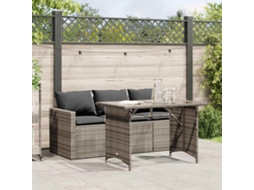 Vidaxl 2 Pcs Conjunto De Jantar P/ Jardim C/ Almofadões Vime Pe Cinza