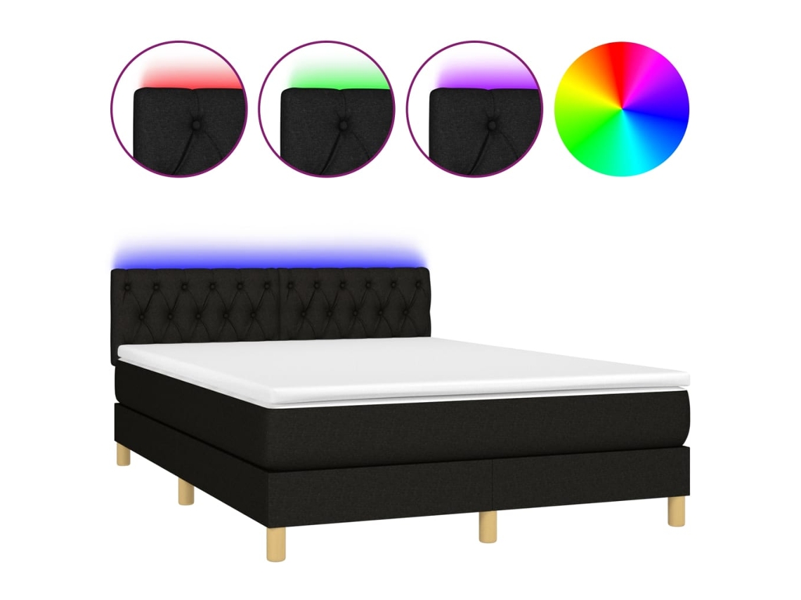 Box Spring Bed, Box Spring Beds Vidaxl Preto Tecido (140 X 190 Cm)