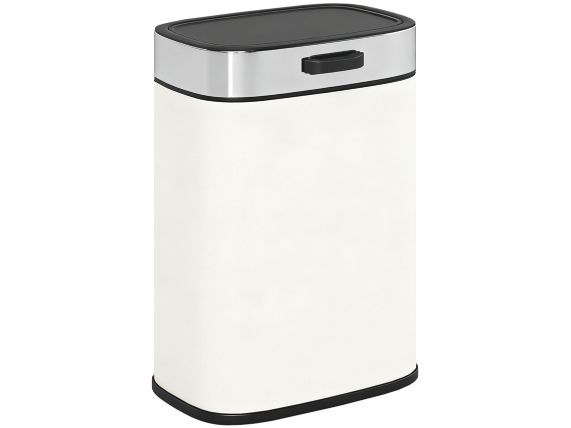 Lixeira De 5 Litros, De Chão Ou Para Fixação Na Parede, Em Aço Inoxidável, Branco Creme.