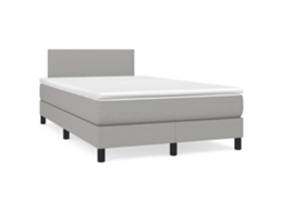 Vidaxl Cama Box Spring C/ Colchão E Led 120x190 Cm Tecido Cinza-claro