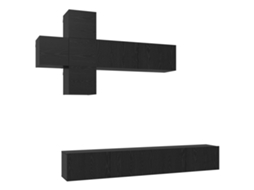 Maison Exclusive - Conjunto De Móvel De Tv Montado Na Parede 7 Pcs Carvalho Preto