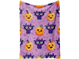 Manta Syjym Halloween com Estampa Digital de Abóbora e Lanterna em Flanela para Cochilar Ou Relaxar Ambiente a