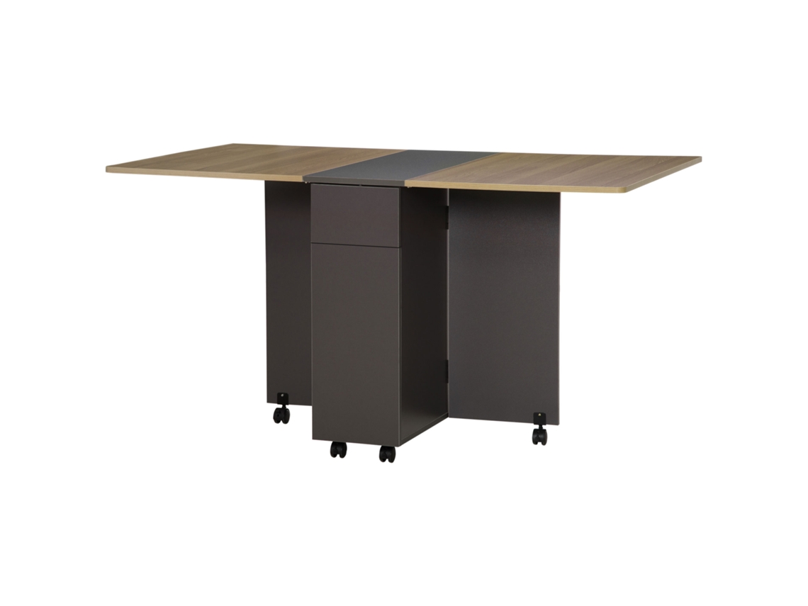 Mesa Jantar 140x76x74cm Com Rodas, 2 Gavetas E Armário