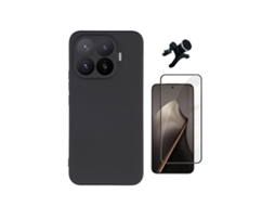 Kit Vidro Temperado Capa Silicone Líquido Suporte Magnético Reforçado Phonecare Para Xiaomi 17t 5g - Preto
