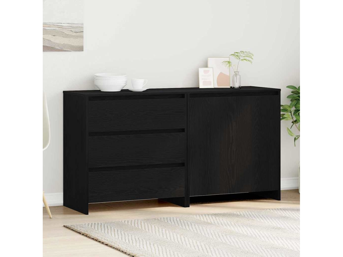 Vidaxl Buffet 2 Unid. Preto 70 X 41 X 75 Cm Derivados De Madeira
