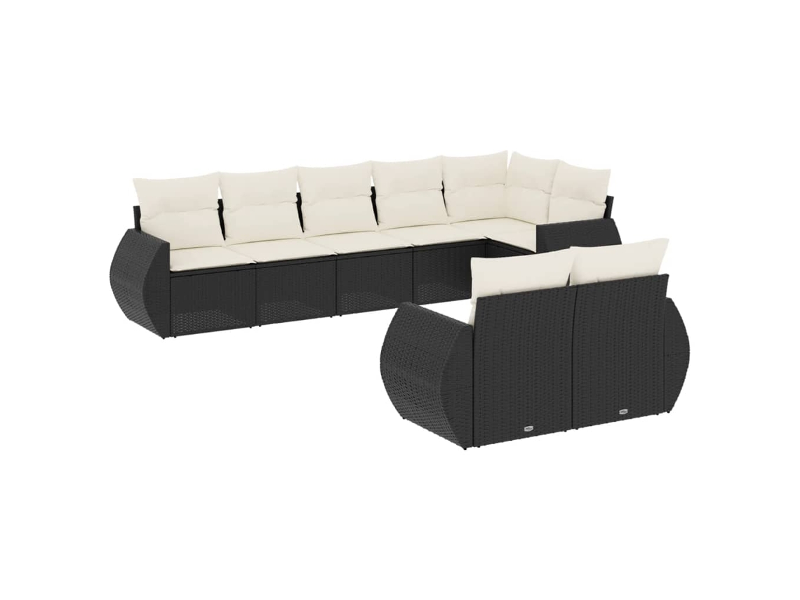 Maison Exclusive - 8 Pcs Conjunto Sofás De Jardim Com Almofadões Vime Pe Preto