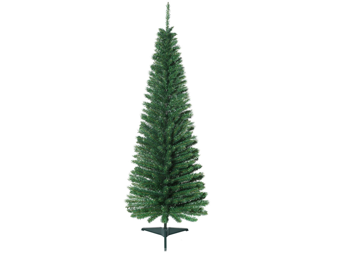 Árvore Natal Fina 150 Cm Verde Alta Estreita com Base Dobrável Galhos Realistas