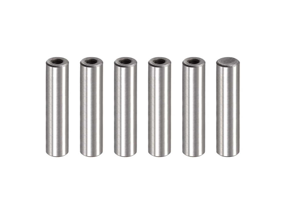 Pino de rosca interna M6, 6 peças, 12x50mm, chanfro, plano, aço carbono, para eixo CHABERLU