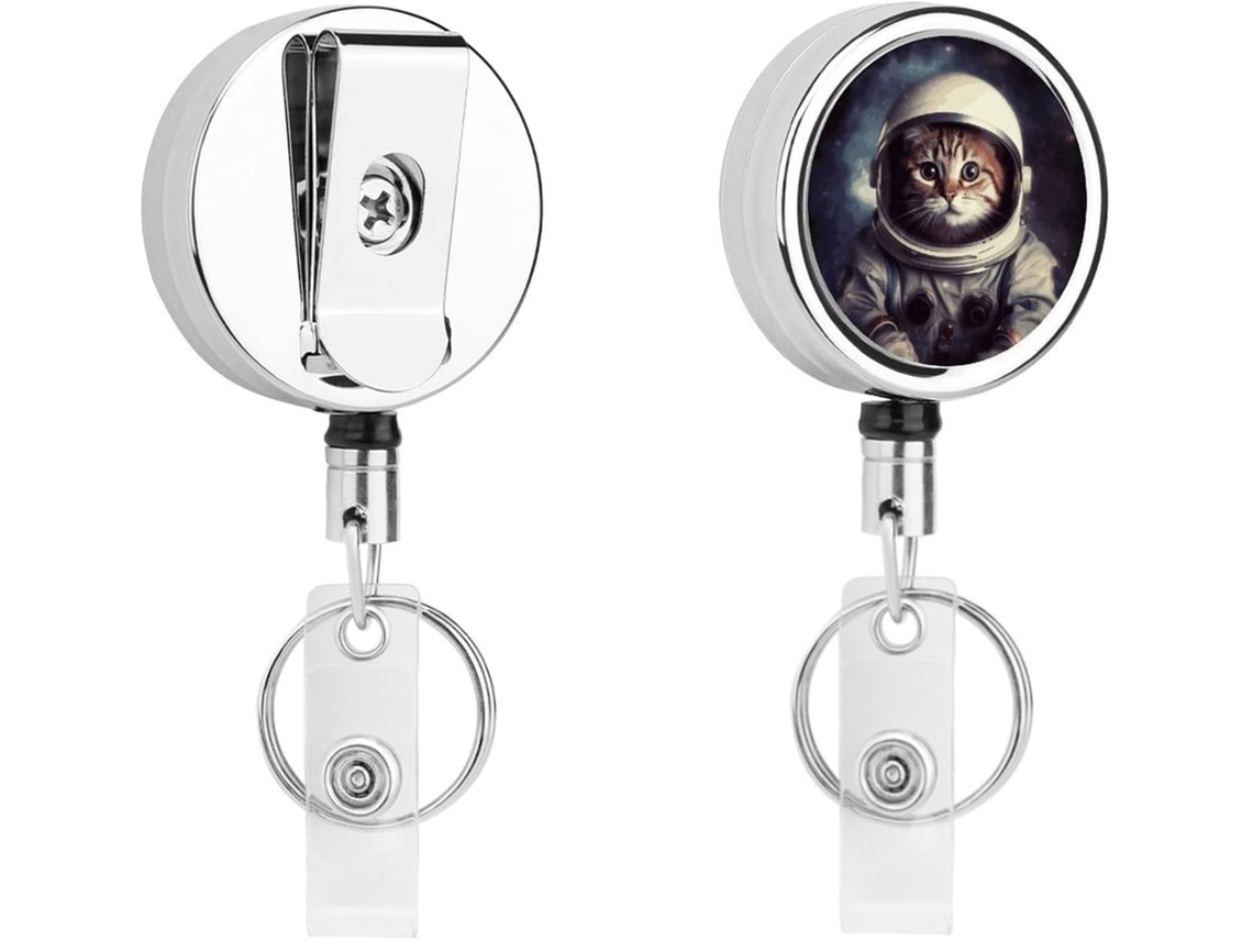 Porta Crachás Retráteis Gatos E Astronautas, Fun Porta Crachás De Enfermeira Com Clipe Chaveiro, Porta