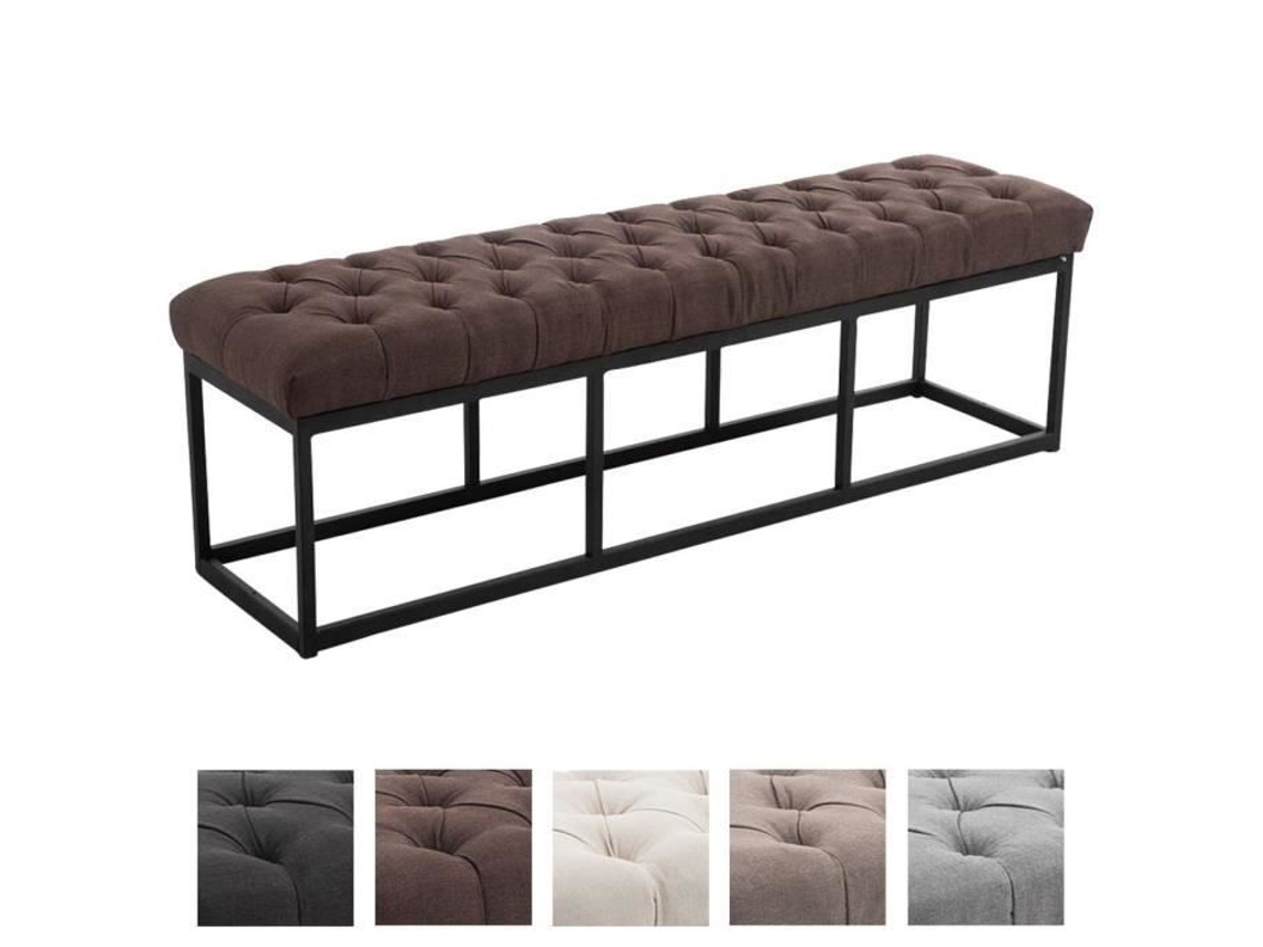 Clp Amun Bench 100 Tecido Poliéster Preto Base de Metal Estilo Chesterfield