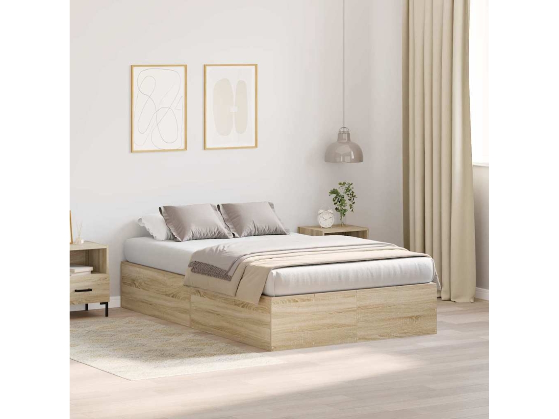 Vidaxl Estrado De Cama Com Arrumação Carvalho Sonoma 120 X 200 Cm