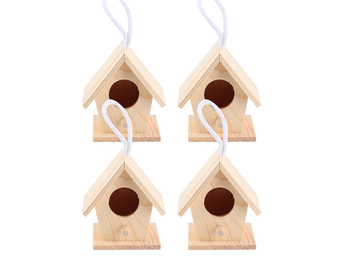 Primerox 4 peças Casinha de pássaros de madeira em formato de avião para jardim, ninho de pássaro decorativo Pendurado