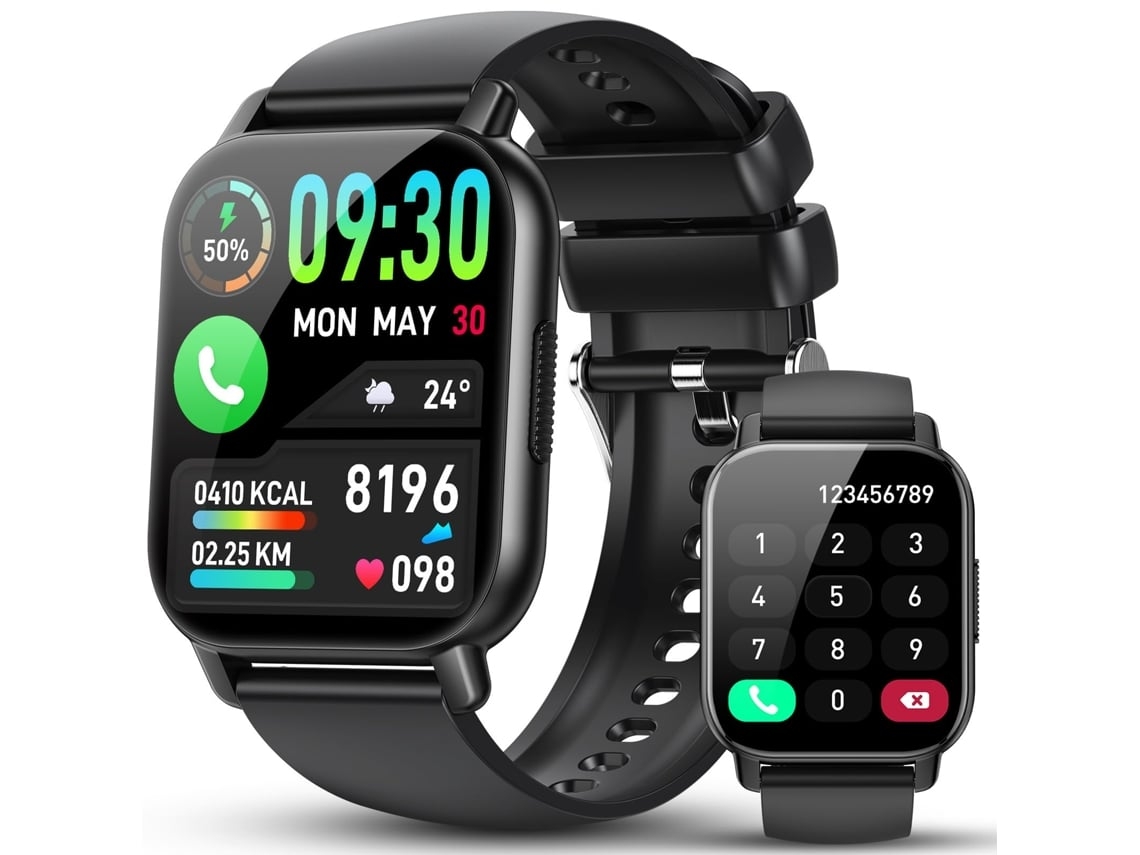 Relógio inteligente unissex conectado com Bluetooth para chamadas, tela HD de 1,85 polegadas, à prova d'água IP68, 112 modos esportivos e tecnologia YUNZII.
