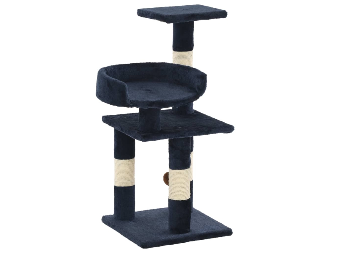 Vidaxl Árvore P/ Gatos C/ Postes Arranhadores Sisal 65 Cm Azul