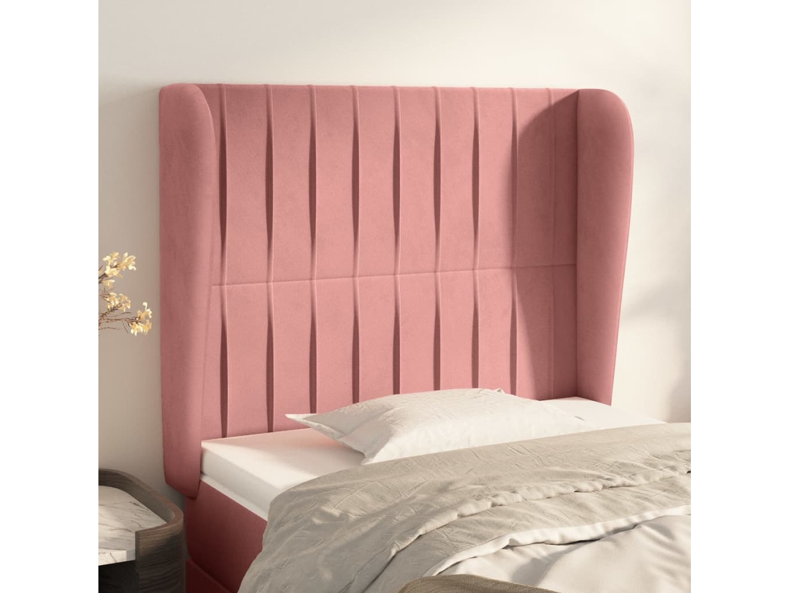 Vidaxl Cabeceira De Cama C/ Abas Veludo 83x23x118/128 Cm Rosa