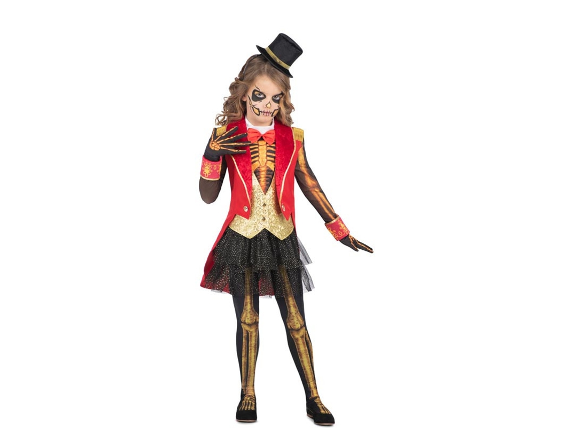 Fato de Skeleton Tamer com cocar para menina