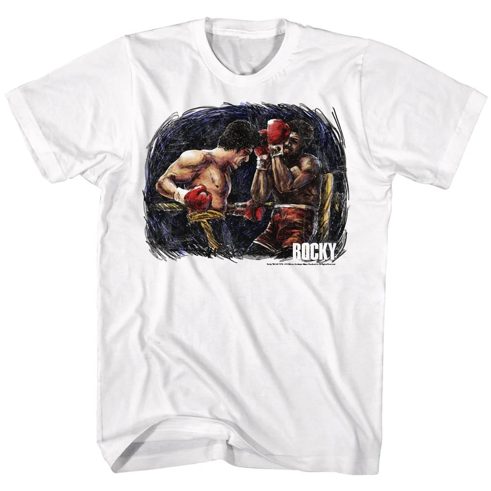 Rockinstone Rocky Movie Vs Apollo Painting White Adult T-shirt Size:xl