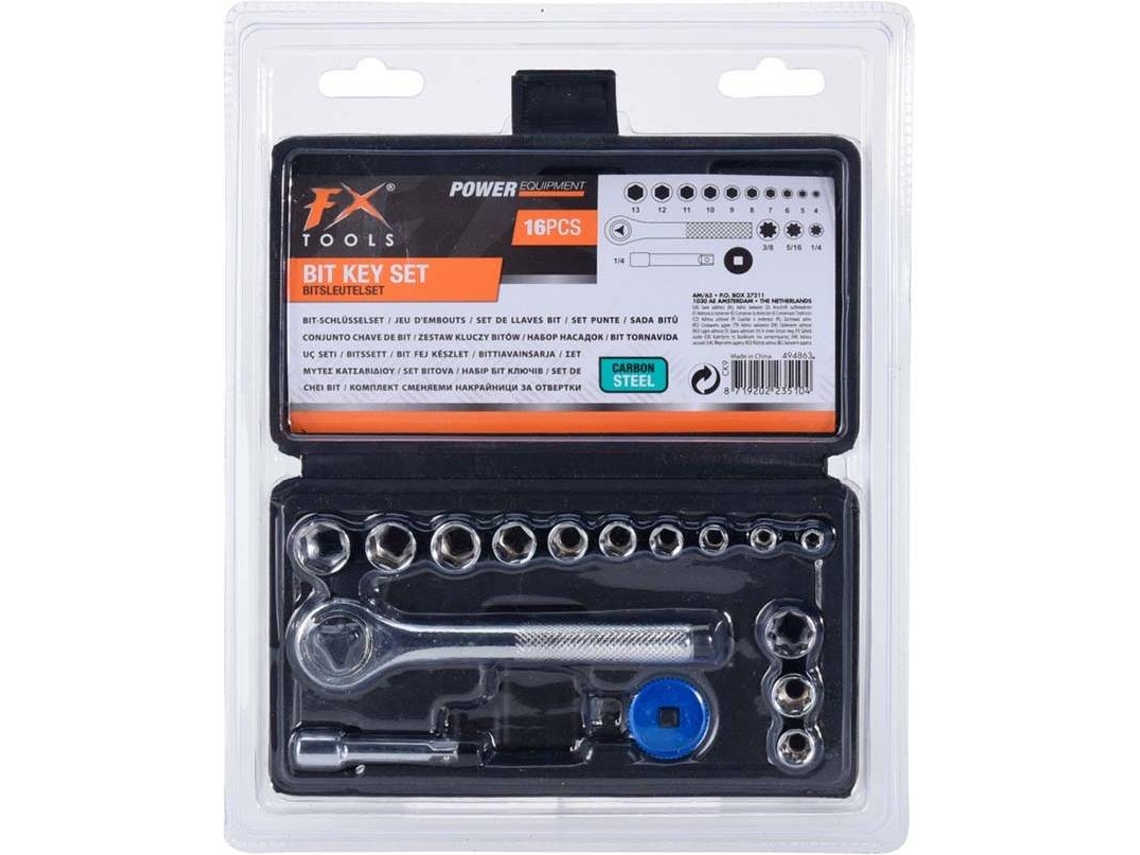 Conjunto 16 Chaves de Catraca FX TOOLS Com Acessórios