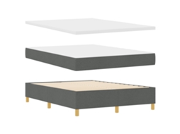 Conjunto 1 Cama Box Vidaxl Cinzento Poliéster (190 X 140 Cm)