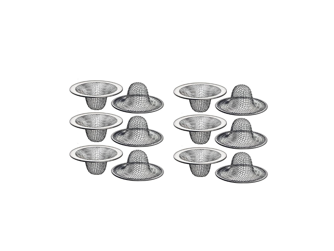 30 filtros de drenagem de rede para lavatórios, inox, 5.4cm superior, 2.5cm cesta, antiobstrução, prata S/MARCA