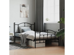 Vidaxl Estrutura De Cama Com Cabeceira E Pés 107x203 Cm Metal Preto