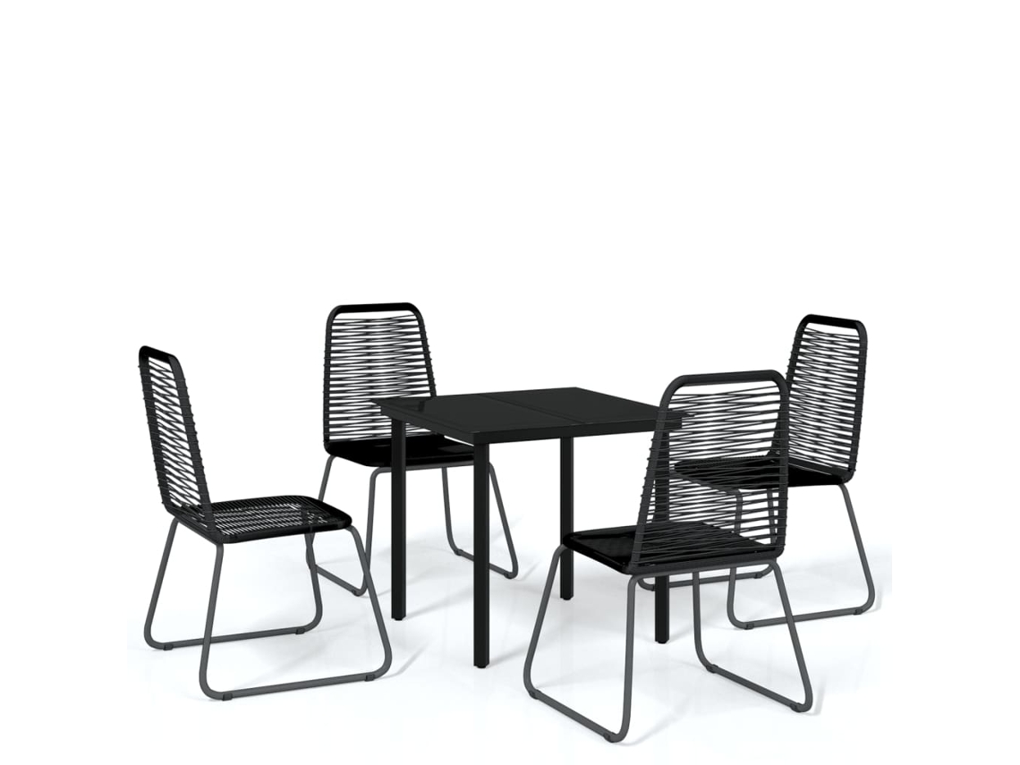 Garden Dining Set, Garden Dining Sets Vidaxl Preto Aço (mesa Com 80 Cm De Comprimento)