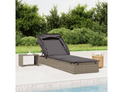 Vidaxl Espreguiçadeira C/ Teto Dobrável 213x63x97 Cm Vime Pe Cinzento