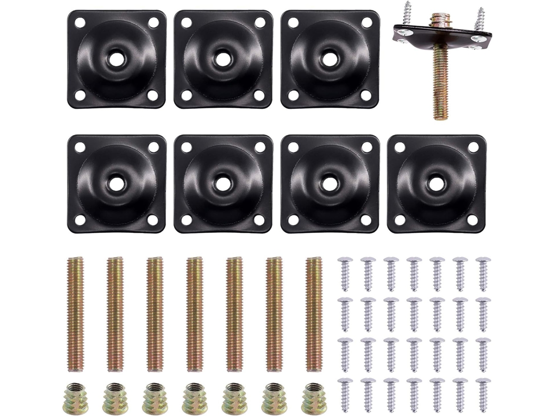 8 Placas De Fixação Para Patas De Móveis M8, Pratos Em T Com Parafusos, Para Sofás/cadeiras Igvtrade (preto)