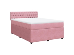 Cama com Molas/colchão 140x190 Cm Veludo Rosa MAISON EXCLUSIVE