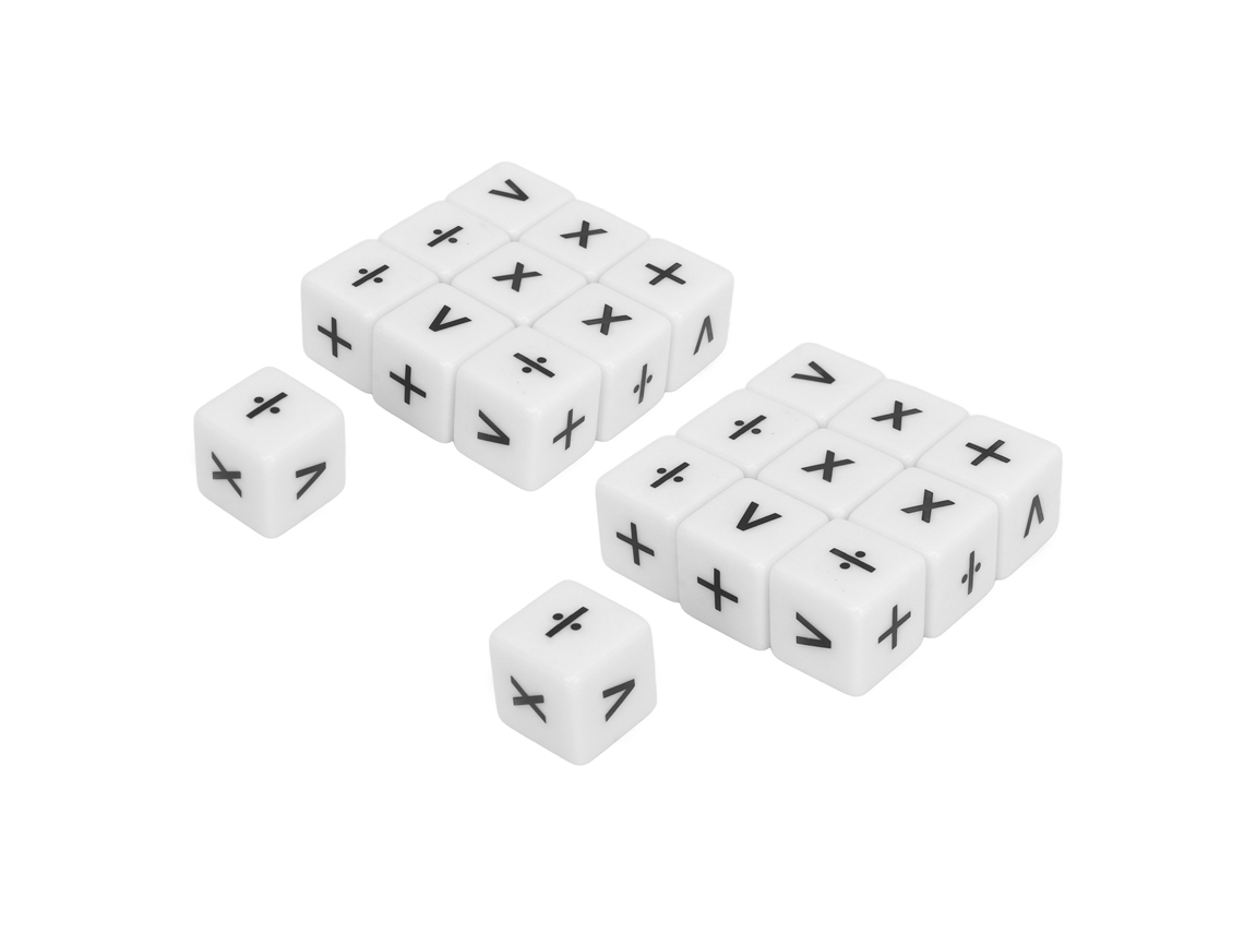 Conjunto de 20 dados de operações matemáticas, para ensino, sala de aula, branco | S/MARCA