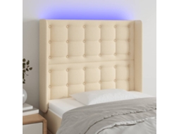 Vidaxl Cabeceira De Cama C/ Luzes Led Tecido 83x16x118/128cm Cor Creme