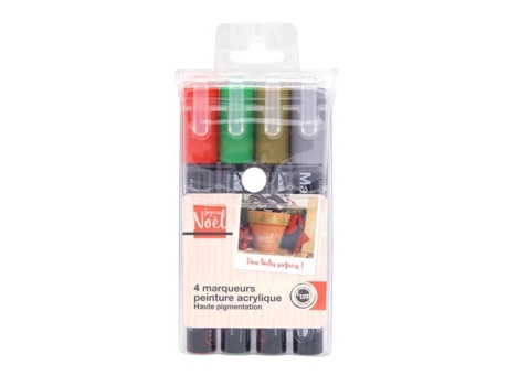 Marcador Acrílico Conjunto De 4 Multicolorido Indelével Ponta Fina Opaco Megacrea Diy