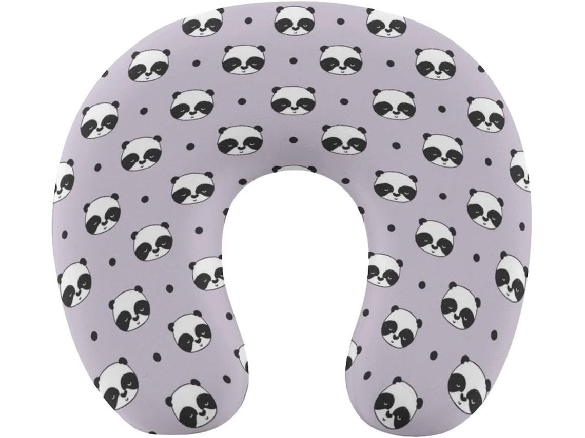 Almofada de Viag Fofa com Cabeça Panda, Apoio para o Pescoço, Suporte Cervical em Espuma Viscoelástica,