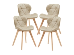 Cadeira De Jantar Älmhult Conjunto De 4 78x47x52 Cm Em Couro Sintético Bege Pt.casa