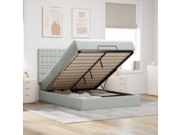 Estrutura De Cama Otomana Com Colchões 140x190cm Cinzento Claro