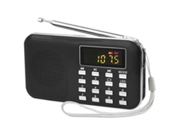 Lurelia Rádio Portátil Com Fm/am, Leitor Mp3, Bateria Recarregável, Fm 87-108 Mhz, Preto