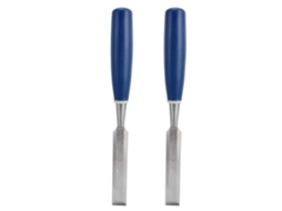 2pcs Conjunto De Cincel De Madeira Alta Dureza Com Cabo Azul Para Marcenaria Cincel Plano 3/4in