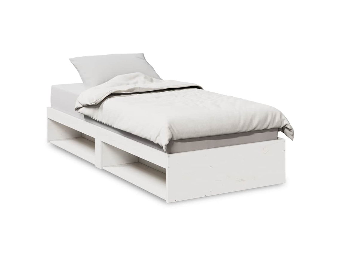 Cama Dia Sem Colchão em Pinho de Madeira Maciça Branco MAISON EXCLUSIVE (100x200 cm)