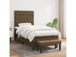 Cama Com Molas/colchão 90x200 Cm Tecido Castanho-escuro