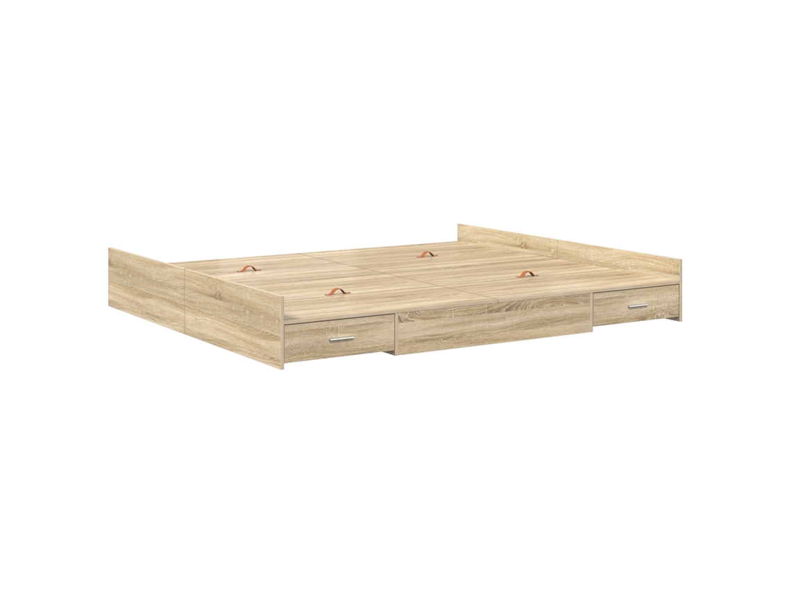 Conjunto 1 Estrutura De Cama Moderna Vidaxl Castanho Madeira De Pinho Maciça (200 X 200 Cm)