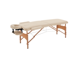 Mesa de Massagem, Mesa Dobrável, Banco de Massagem com Altura Ajustável para Spa, Salão, Couro Artificial, Madeira, Branco Creme Ge
