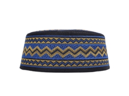 Gorra Kufi Tradicional Bordada Para Orações Bodas Eid Ceremonias Religiosas Azul Circunferência 58cm