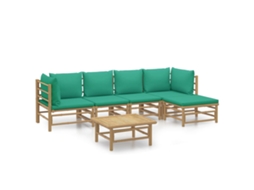 Maison Exclusive - 6 Pcs Conjunto Lounge De Jardim Bambu C/ Almofadões Verdes